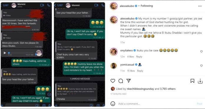 Check Out the Hilarious Conversation between Alex Ekubo and His Mom