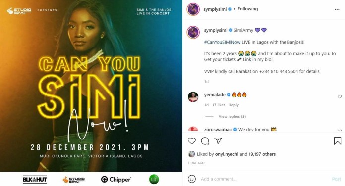 Singer Simi Announces New Headline Concert after Her Disappointing Show Two Years Ago [PHOTO]