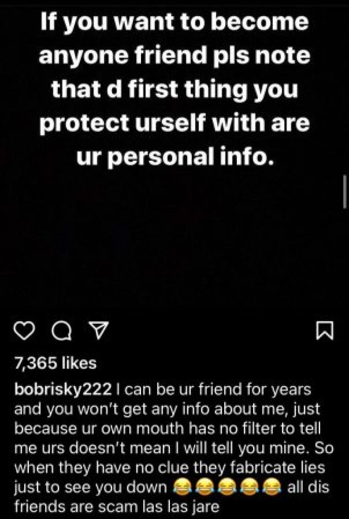 ‘Mouth has no filter, protect your personal info from new friends’ – Bobrisky shades Tonto amid Jane Mena’s saga