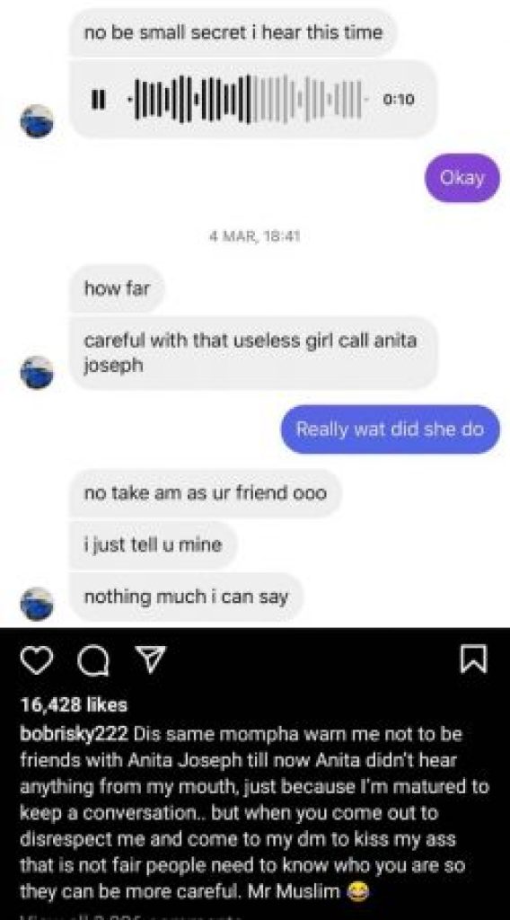 Drama as Bobrisky Turns Attention to Mompha, Exposes Their Gossip about Anita Joseph