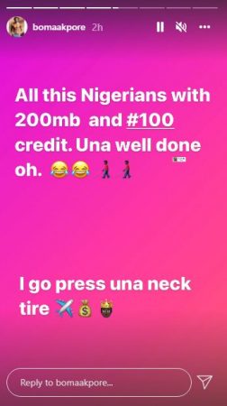 “Nigerians and Misery na 5&6″ – Boma Reacts After Being Mocked Over Inability to Go Shopping in Dubai