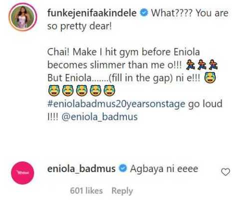 Actress, Funke Akindele Enthuses Over Eniola Badmus’ Weight Loss Transformation