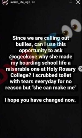 “She Made My School Life a Miserable One” – Oge Okoye Dragged For Being a Bully in School