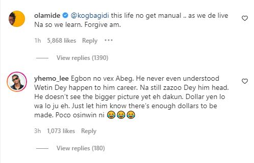 “This Life No Get Manual, Forgive Am” – Olamide Tells Kogbagidi after He Sent Portable, Packing for Calling out Poco Lee