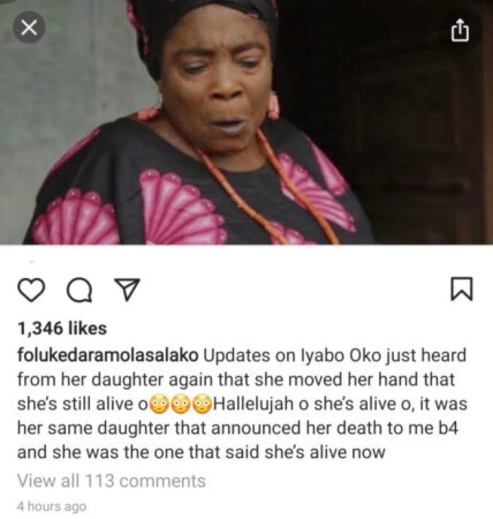 Actress Iyabo Oko ‘Resurrects’ Hours After Being Declared Dead Online By Her Daughter