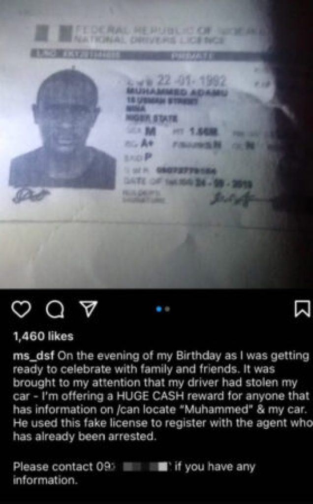 “But What Does She Need A Driver For” -Dorcas Fapson’s Car Sighted In Ogun State After Her Driver Absconded With It