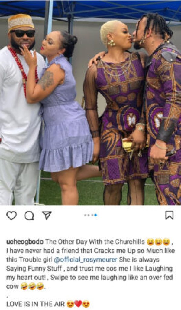 “Una Force Churchill to Snap Pictures?” – Reactions as Uche Ogbodo and Her Man Hangs Out with Churchill and Rosy Meurer
