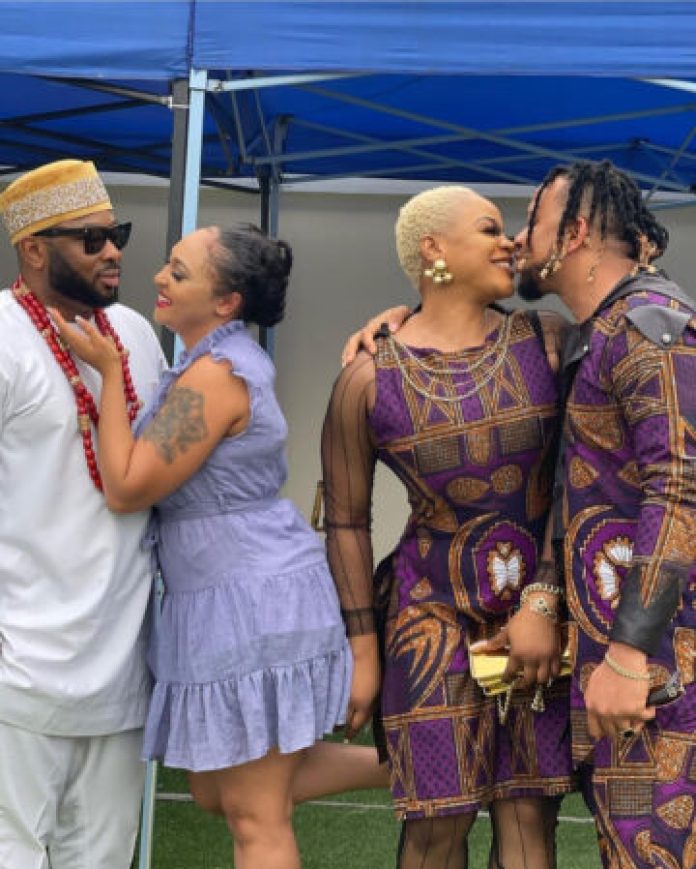 “Una Force Churchill to Snap Pictures?” – Reactions as Uche Ogbodo and Her Man Hangs Out with Churchill and Rosy Meurer