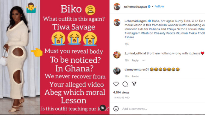 “We Never Recover From Your Tape”- Uche Maduagwu Jabs Tiwa Savage Over Her Outfit to Ghana Event