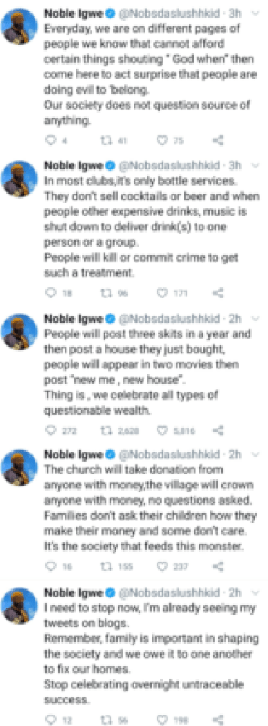 “People Will Post 3 Skits In A Year, Then Post New House” Noble Igwe Reveals How Nigerians 'Encourages' "Overnight Untraceable Success"