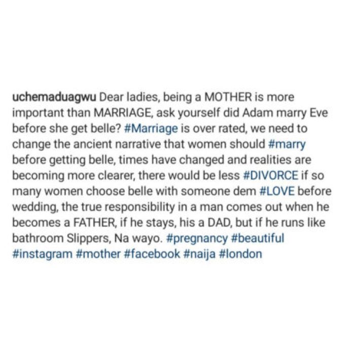 “Motherhood is more important than marriage”- Uche Maduagwu Advises Nigerian Women