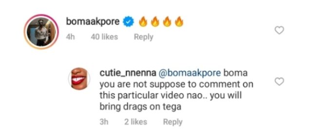 Tega Gets in a Heated Argument with Her Fan over Boma’s Comment On Her ‘True Love’ Post