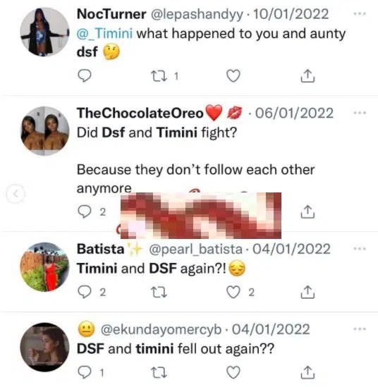“What Happened To You And Aunty?” – Reactions As Long Time Besties Timini Egbuson And Dorcas Shola- Fapson Unfollow Each Other