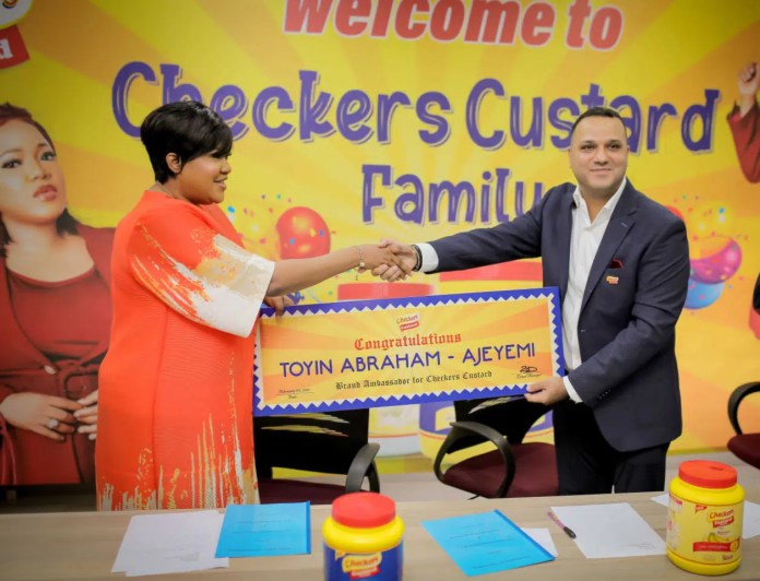 Toyin Abraham Unveiled As The First Ever Brand Ambassador Of Checkers Custard Days After Property Scam