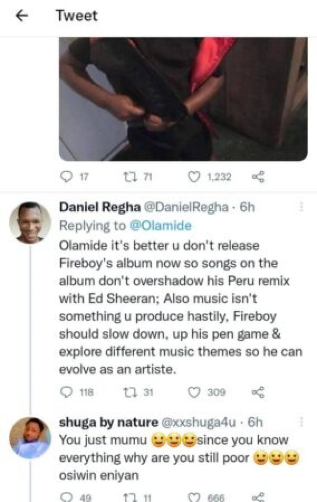 “Do The Right Thing Or I Leak You Album”– Olamide Calls Out Fireboy DML