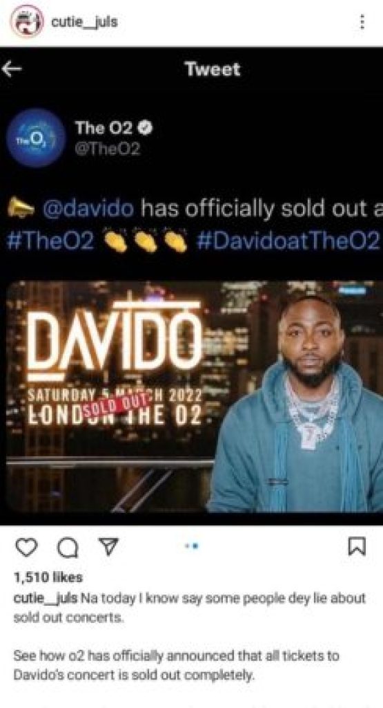 Blogger Makes Shocking Revelations, Drags Wizkid After The O2 Arena Announced That Davido Has Sold Out His Show