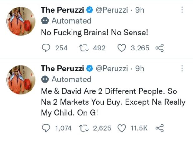 “Now Peru don dey Para” – Reactions as Peruzzi Vows To Deal With Troll Who Fingered Him To Be The Father Of Davido’s Son’s
