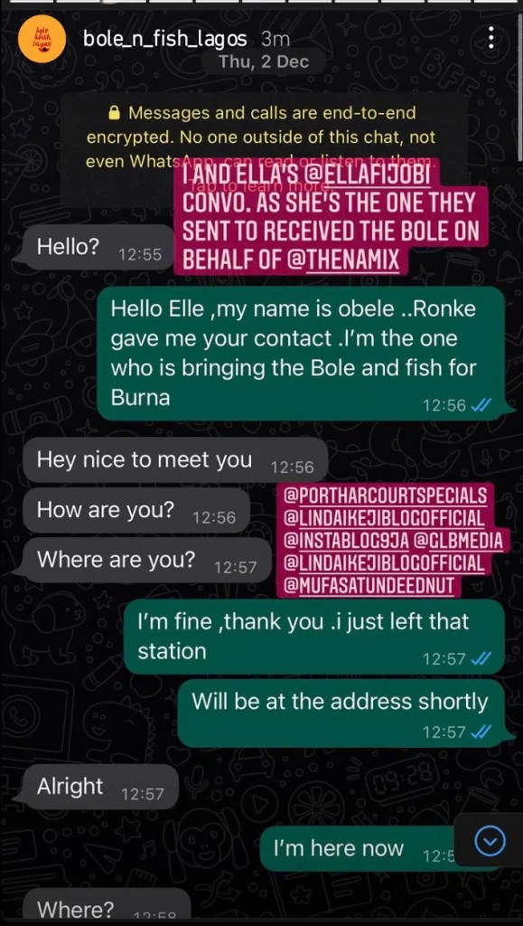 Lady Drags Burna Boy and His Mom, Bose Ogulu Through The Mud Over Unpaid “Bole and Fish” Delivery in London [DETAILS]