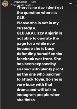 Uproar As Lady Claims Lizzy Anjorin Is The Face Behind Gistlover Blog, Exposes Her Fight With Toyin Abraham