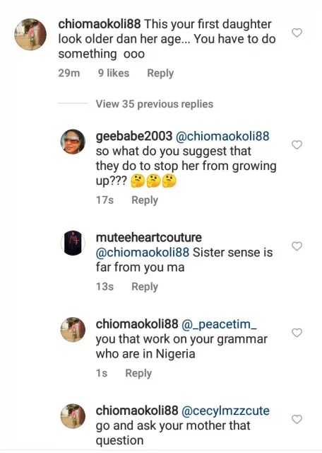 ’13 year old don dey show bre*st?’ – Fans slams Annie Idibia over daughter’s exposed cleavage