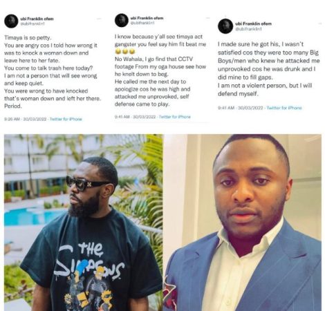 “You knelt down to beg after attacking me unprovoked, I’ll dig out the CCTV footage” – Ubi Franklin Slams Timaya