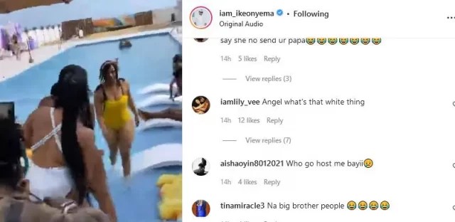 Uproar As Nigerians Spot BBNaija Angel’s Sanitary Pads During Erica’s Pool Party [VIDEO]
