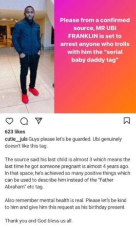 “Dating me is a blessing, I don’t cheat”- Ubi Franklin boasts despite having four baby mamas