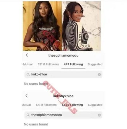 BBN’s Khloe And Sophia Momodu Follow Each Other On Instagram After An Alleged Undisclosed Beef