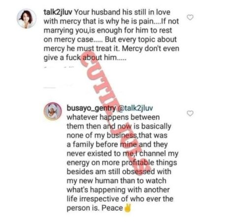 Lanre Gentry’s Wife , Busayo Replies Lady Who Claimed Her Husband Is Still In Love With Mercy Aigbe