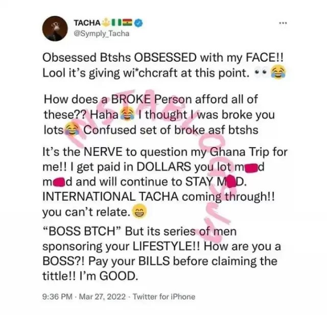 “How are you a boss when series of men are sponsoring your lifestyle” – Tacha shades Mercy Eke
