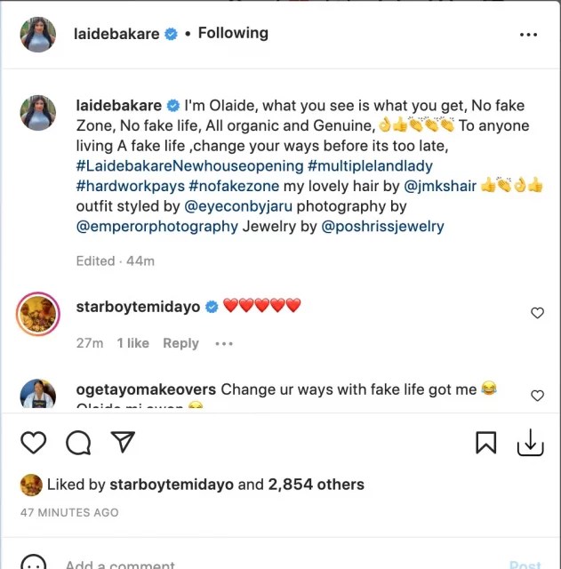 “Change your ways before its too late”-Laide Bakare claps back at Nkechi Blessing for shading her over her N100 million mansion