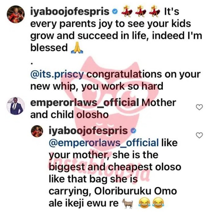 Iyabo Ojo fights fire with fire, digs up photo of troll’s mother who dragged her daughter over her new Benz