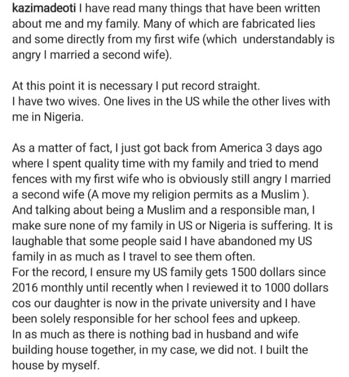 “You Forced Mercy On Me”– Kazim Adeoti Slams First Wife Funsho