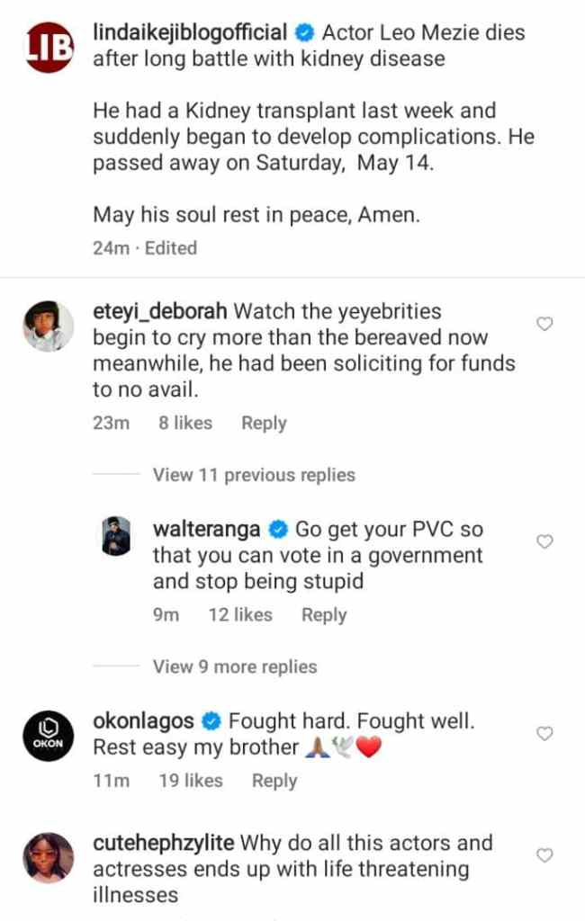 “Say What You Know And Stop Being Stup!d”– Walter Anga Slams Those Criticizing Nollywood Celebs Over The Death Of Leo Mezie