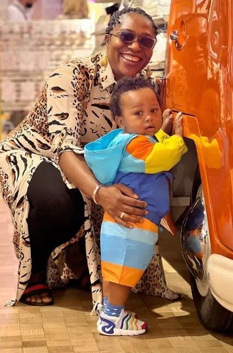 “Is this the woman Tonto Dikeh claimed pushed her?” -Reactions as Olakunle Churchill flaunts his mom for the first time [Photos]