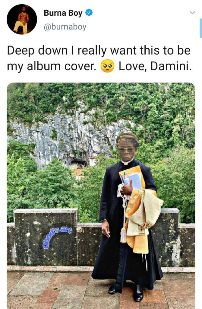Burna Boy contemplates using Potable’s comic photo as album cover for ‘Love, Damini’