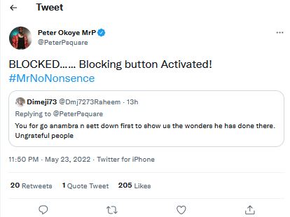 Peter Okoye Blocks Twitter Trolls Attacking Him For Declaring Peter Obi Most Qualified For Presidency