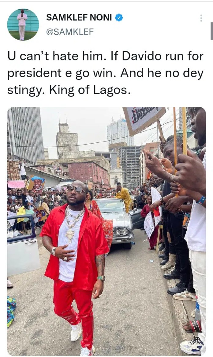“He Is The King Of Lagos, He Is Not Stingy” Singer Samklef Hails Davido