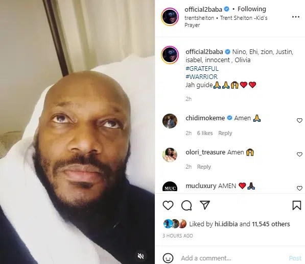 2baba prays for God’s protection on all his children