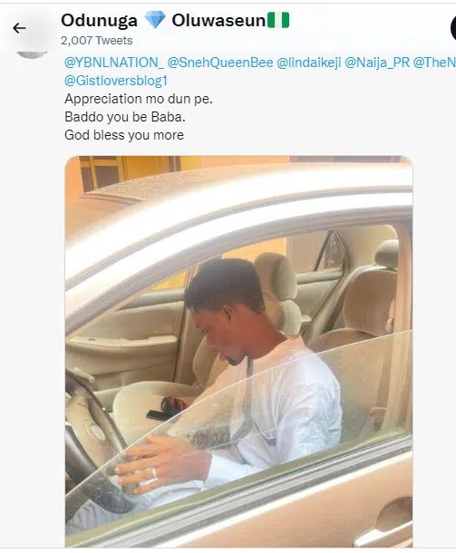 Rapper Olamide makes a man a car owner after slamming him for begging