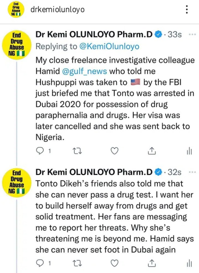 “Why is she obsessed with me?” Kemi Olunloyo reacts as Tonto Dikeh storms Lagos to arrest her