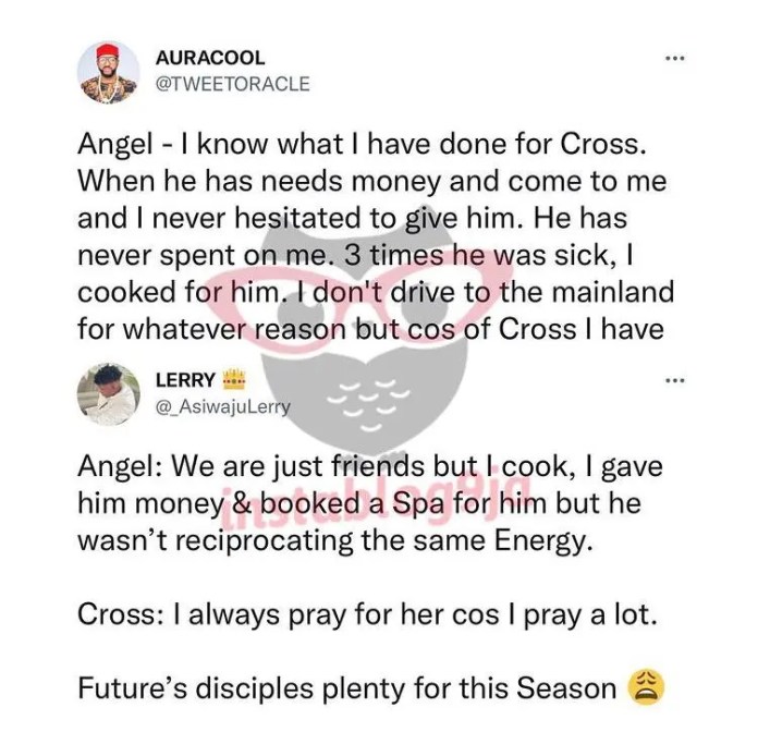 “Shut up” – Angel fumes after media personality, Dotun faulted her decision to list all she did for Cross on live TV