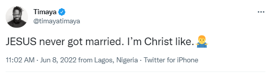 “Jesus never got married, I’m Christ like”- singer Timaya claims