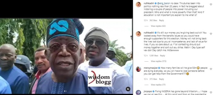 “You looked away and betrayed lives, It’s still our money you’re giving out”-Ruth Kadiri exposes Tinubu’s involvement in Ondo church killing