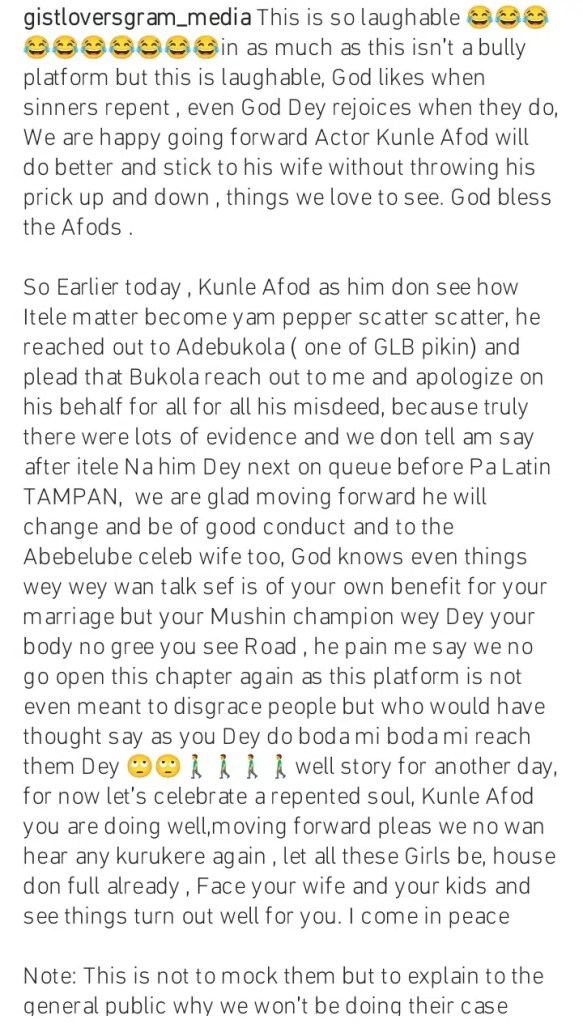 Kunle Afod finnaly ‘bows to pressure’ tenders apology as he vows to make amends