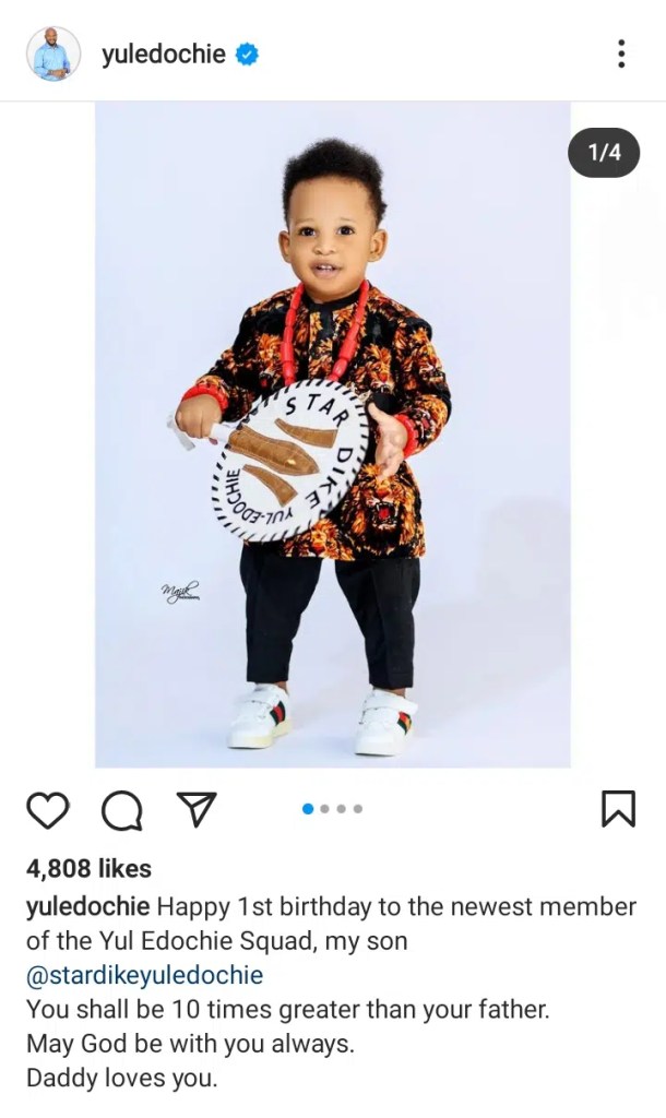 “You shall be 10 times greater than me” – Yul Edochie celebrates son with his second wife as he turns one