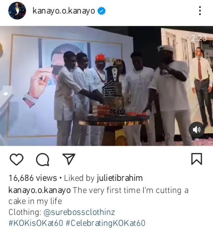 “This is my first time of cutting a cake” -Kanayo Kanayo goes emotional during 60th birthday party