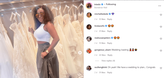 “Brown sugar are you saying something”-Reactions Trail Actress Ini Edo As She Flaunts Engagement Ring [Photo]