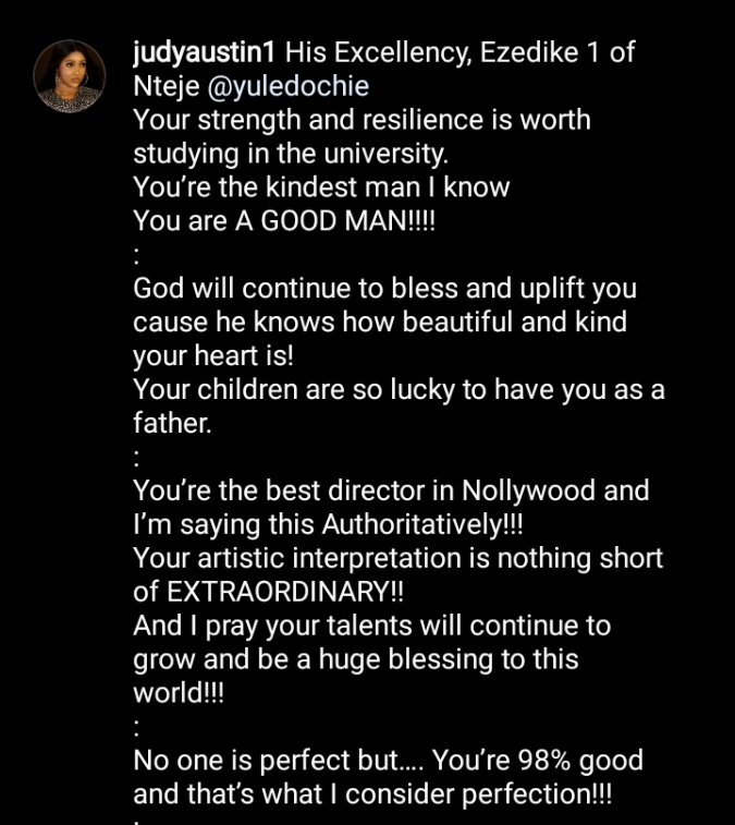 “your strength and resilience is worth studying in the university” – Judy Austin Hails Hubby Yul Edochie Days after He Unfollowed First Wife, May
