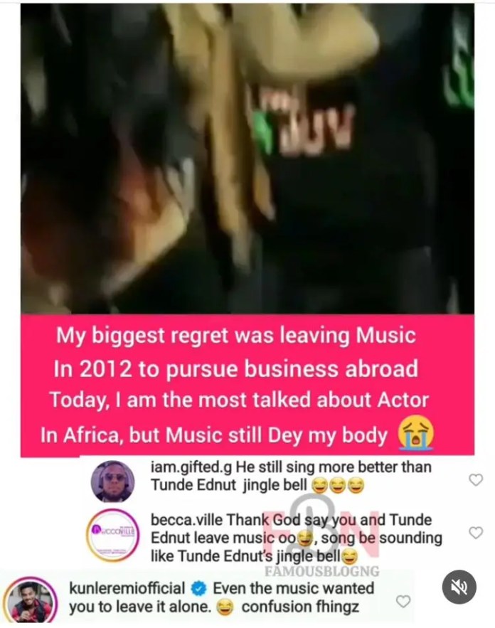 Kunle Remi Riddicules Uche Maduagwu After Sharing His ‘S!ck’ Music Video Claiming He Regrets Leaving Music